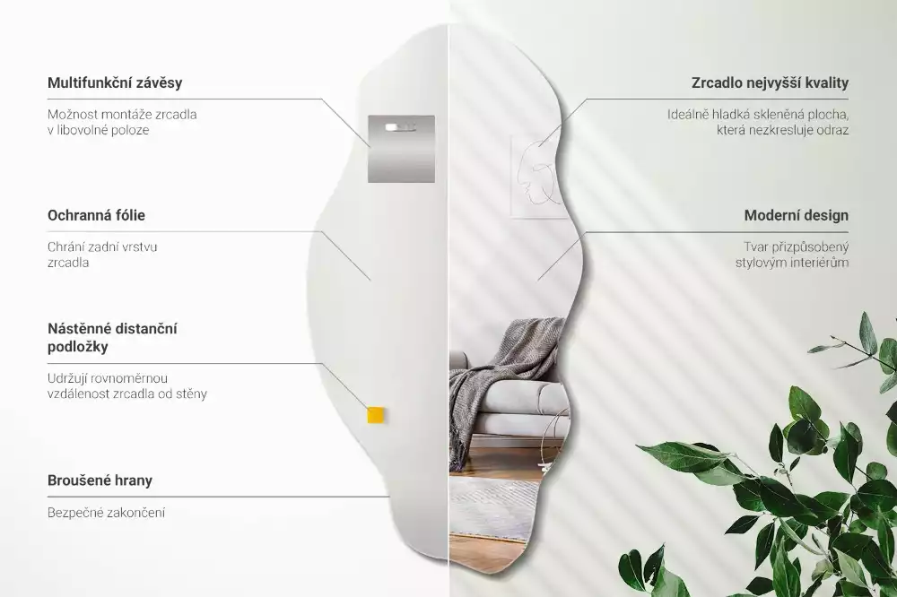 Oglindă formă neregulată decor original de perete