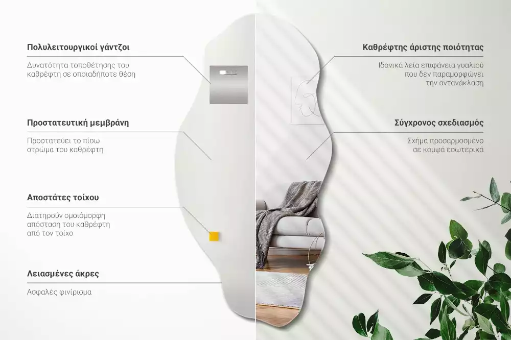 Oglindă formă neregulată decor original de perete