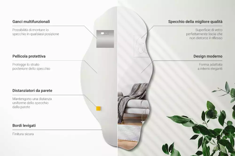 Oglindă formă neregulată decor original de perete