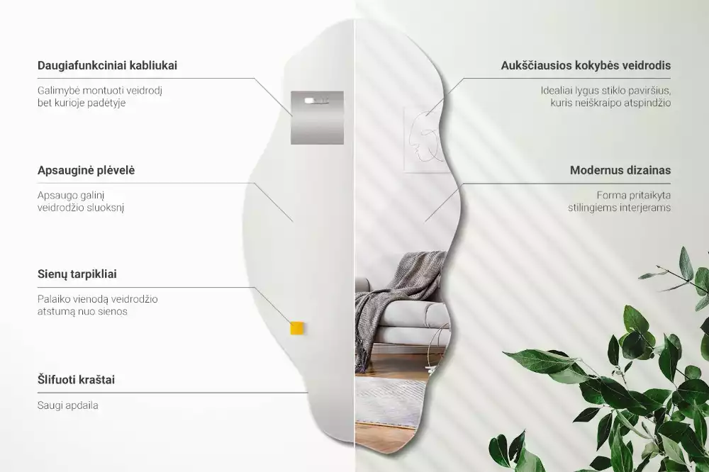 Oglindă formă neregulată decor original de perete