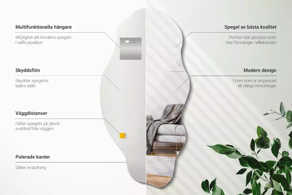 Oglindă formă neregulată decor original de perete