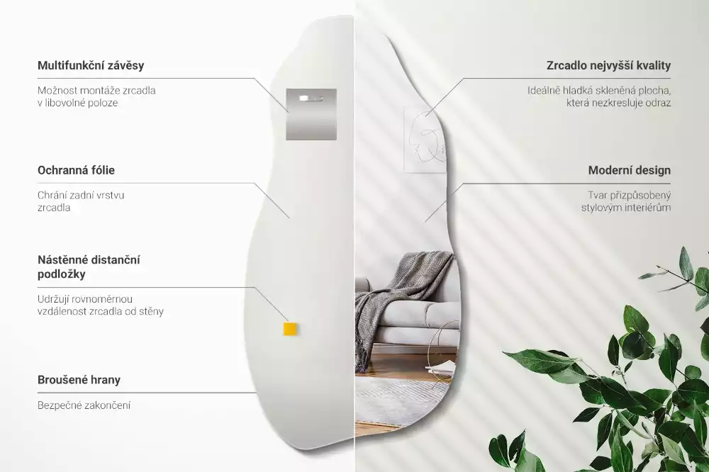 Oglindă formă neregulată pată agățată