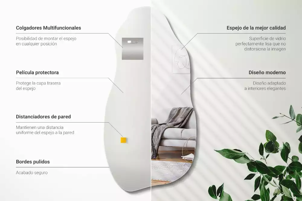 Oglindă formă neregulată pată agățată