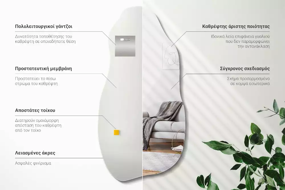 Oglindă formă neregulată pată agățată