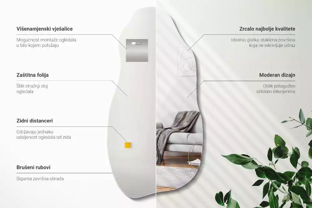 Oglindă formă neregulată pată agățată