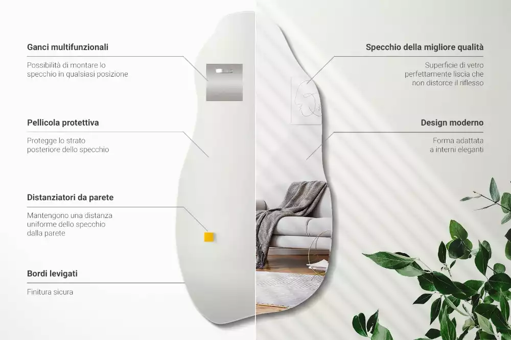 Oglindă formă neregulată pată agățată