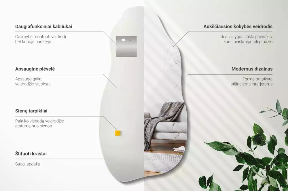 Oglindă formă neregulată pată agățată