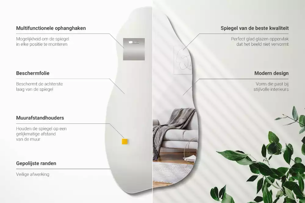 Oglindă formă neregulată pată agățată