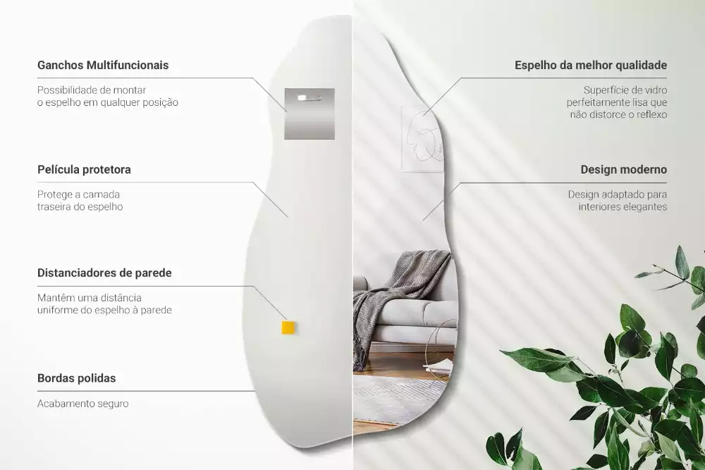 Oglindă formă neregulată pată agățată