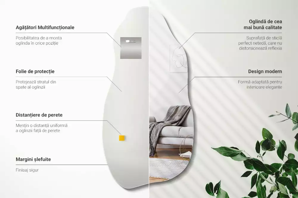 Oglindă formă neregulată pată agățată