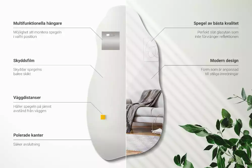 Oglindă formă neregulată pată agățată