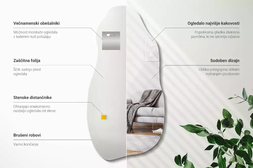 Oglindă formă neregulată pată agățată