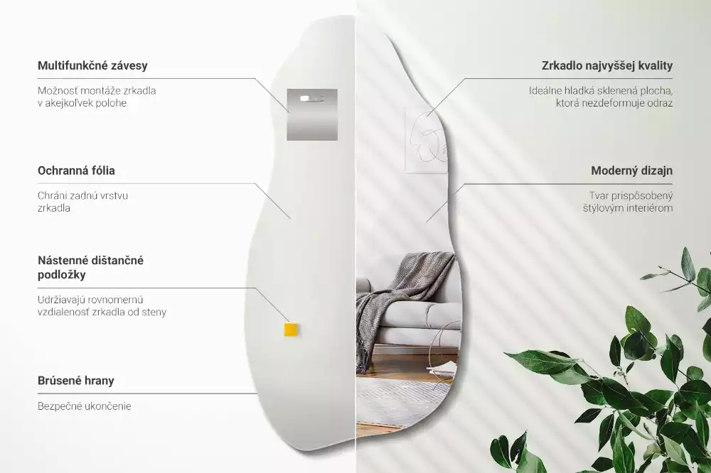 Oglindă formă neregulată pată agățată