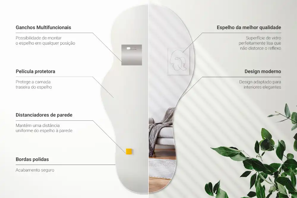 Oglindă de perete cu formă organică