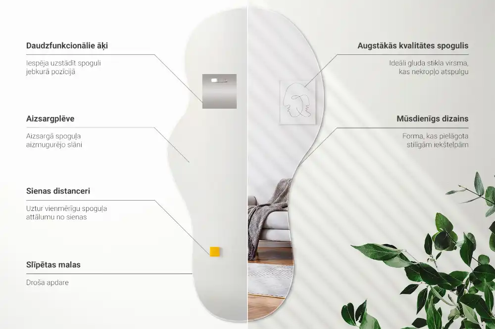 Oglindă de perete cu formă organică