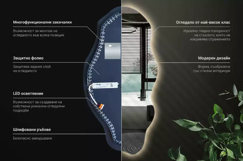 Oglindă asimetrică spot iluminat cu LED