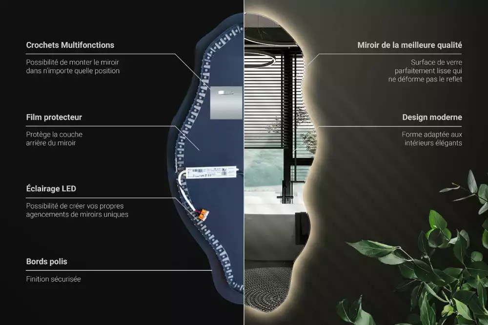 Oglindă asimetrică spot iluminat cu LED