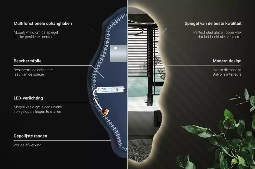 Oglindă asimetrică spot iluminat cu LED