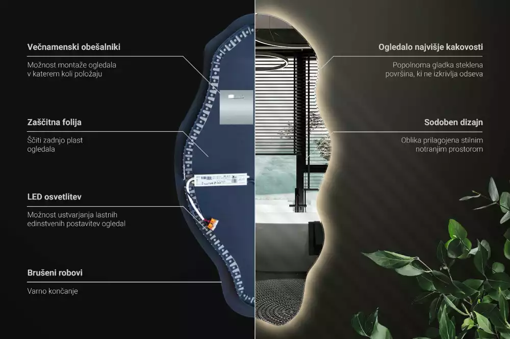 Oglindă asimetrică spot iluminat cu LED