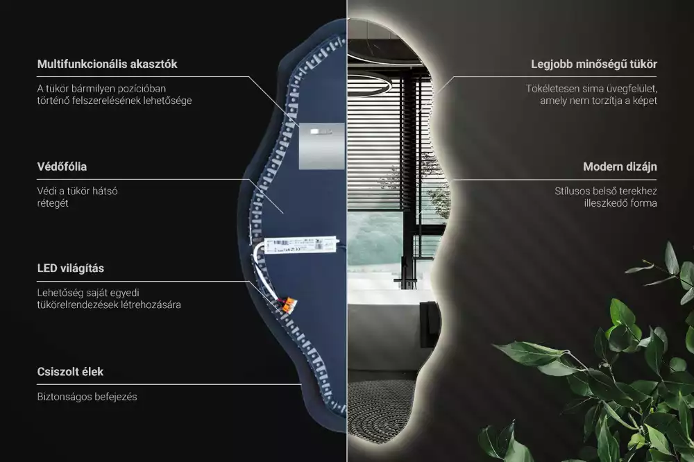 Oglindă asimetrică spot iluminat cu LED