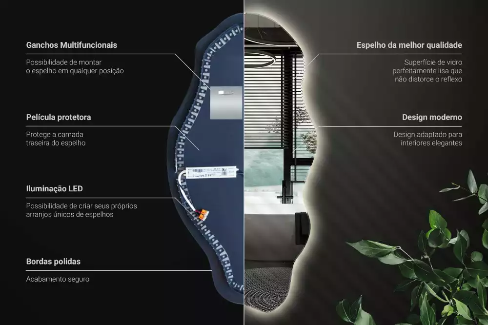 Oglindă asimetrică spot iluminat cu LED