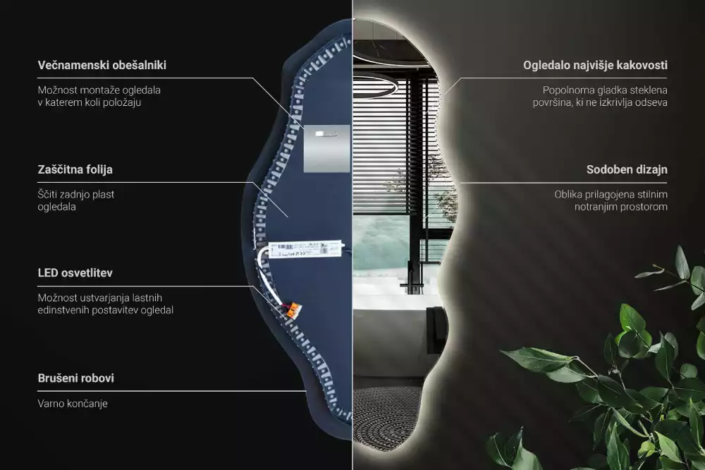 Oglindă asimetrică spot iluminat cu LED