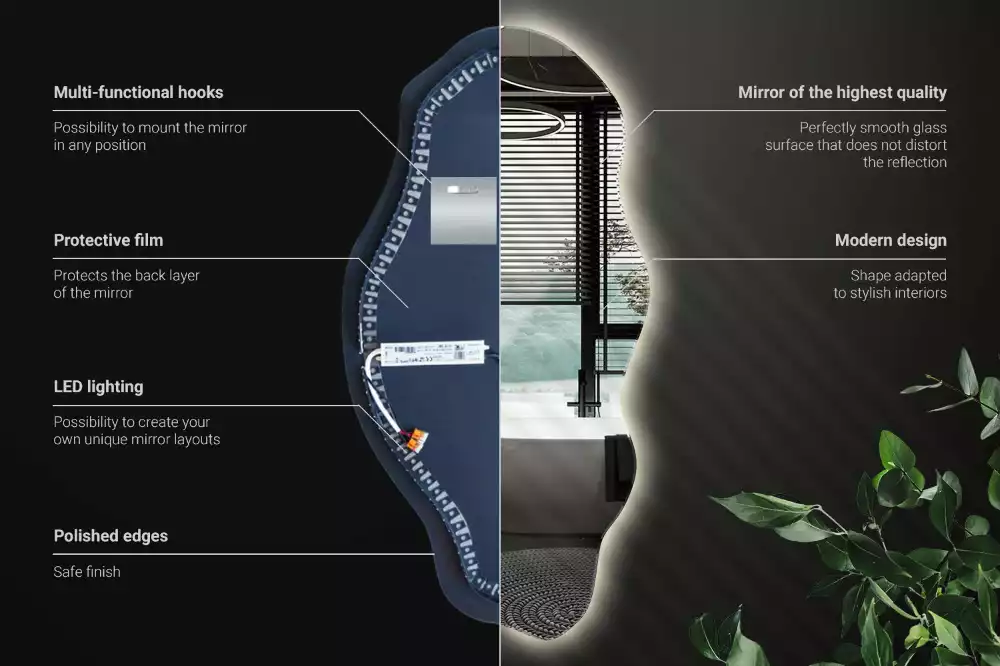 Oglindă asimetrică spot iluminat cu LED