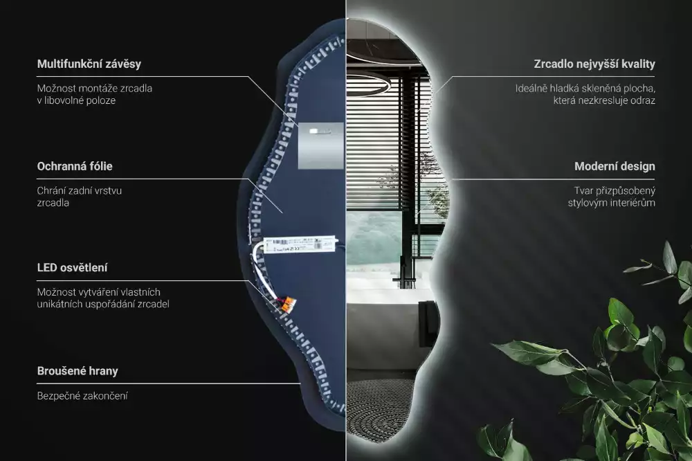 Oglindă asimetrică spot iluminat cu LED