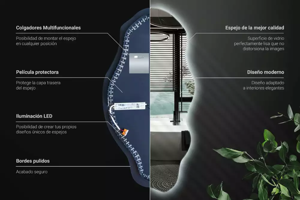 Oglindă asimetrică spot iluminat cu LED