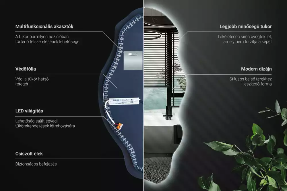 Oglindă asimetrică spot iluminat cu LED