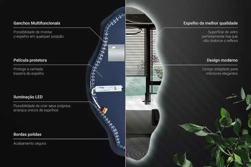 Oglindă asimetrică spot iluminat cu LED