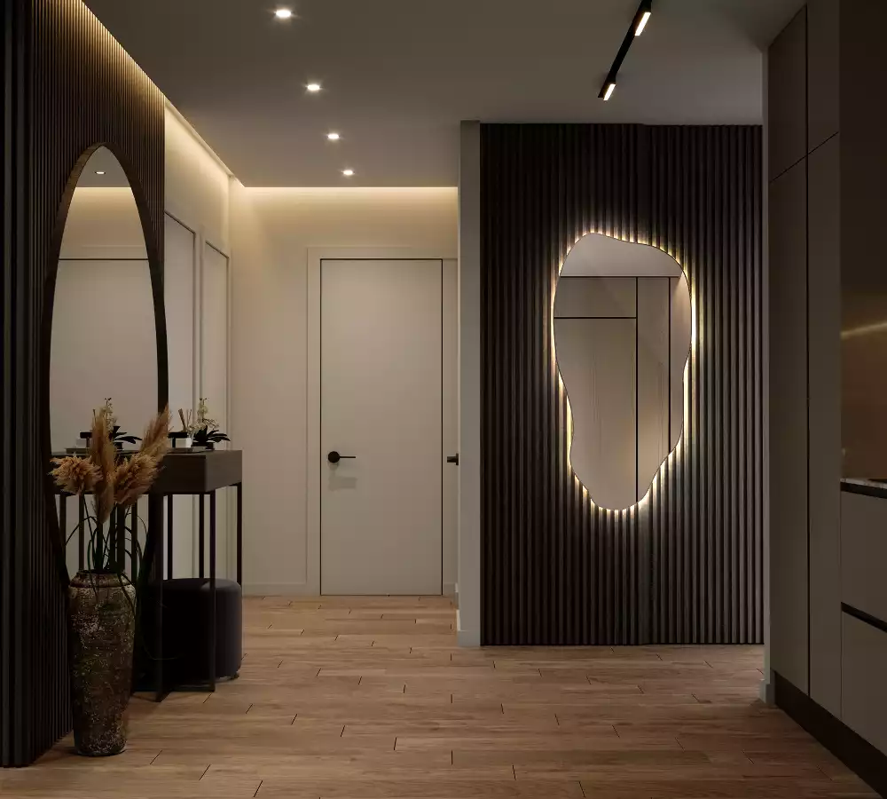 Oglindă asimetrică cu LED elegantă