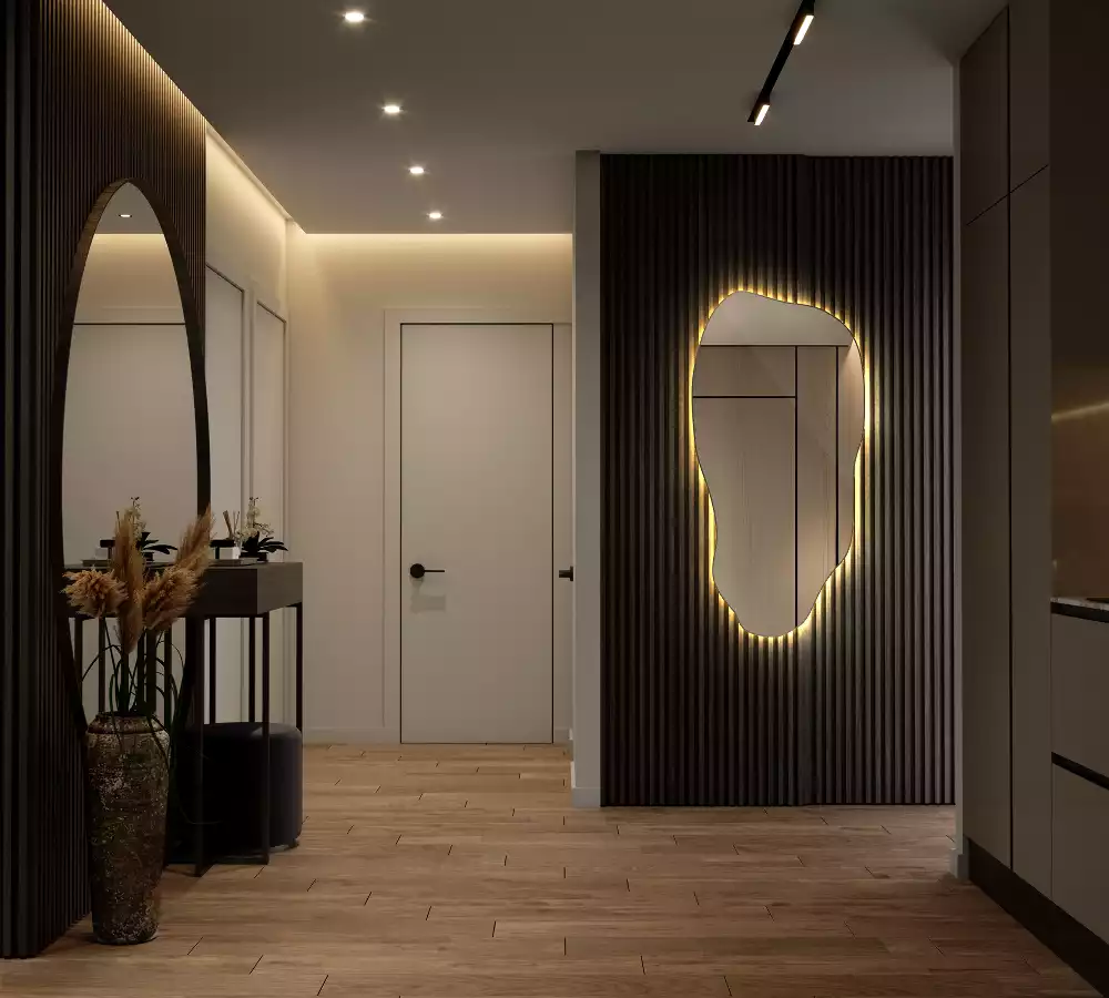 Oglindă asimetrică cu LED elegantă