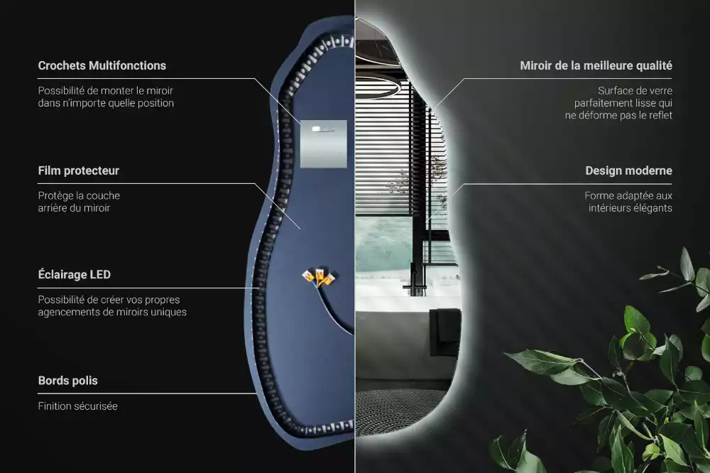 Oglindă asimetrică cu LED elegantă