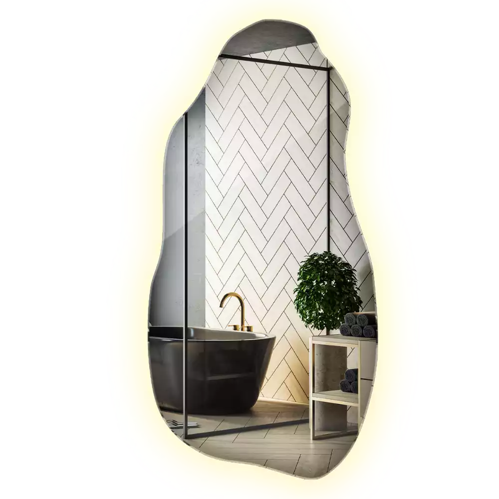 Oglindă asimetrică cu LED elegantă