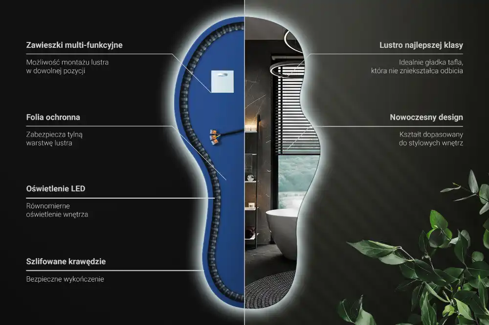 Oglindă organică cu iluminare ambientală
