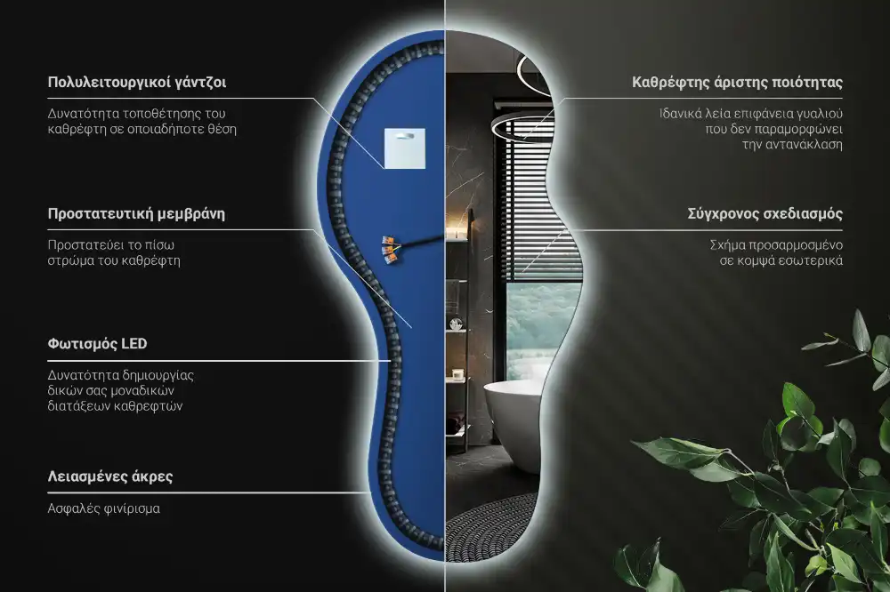 Oglindă organică cu iluminare ambientală