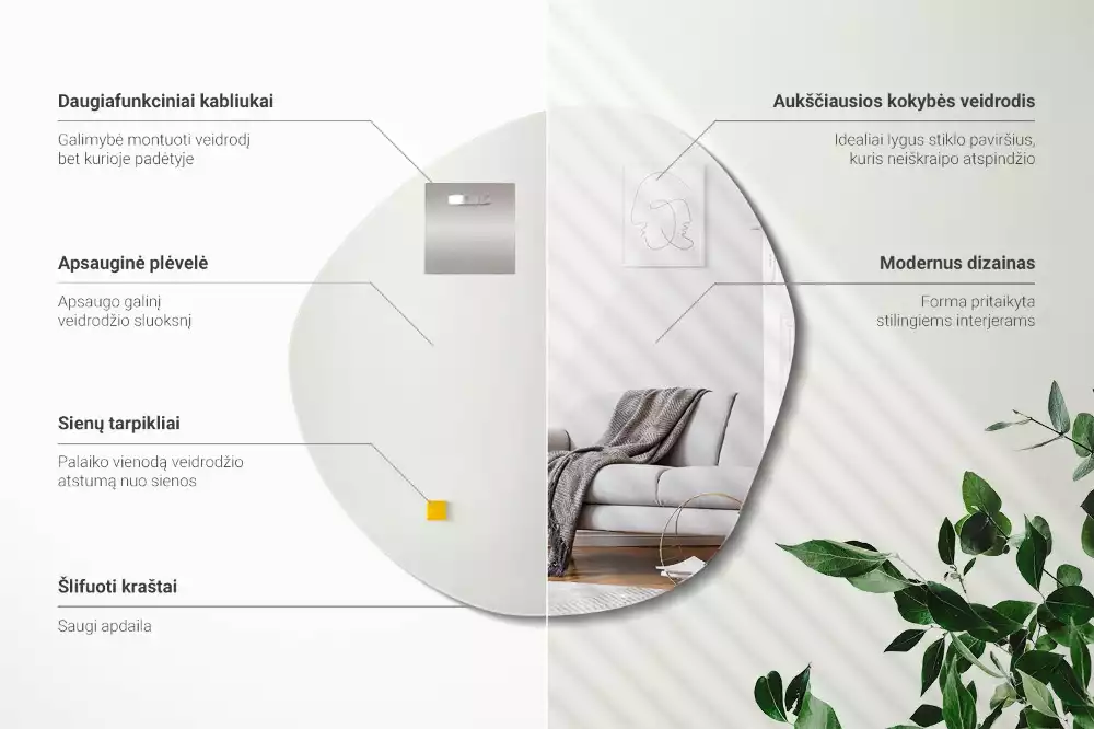 Oglindă formă neregulată decorativă