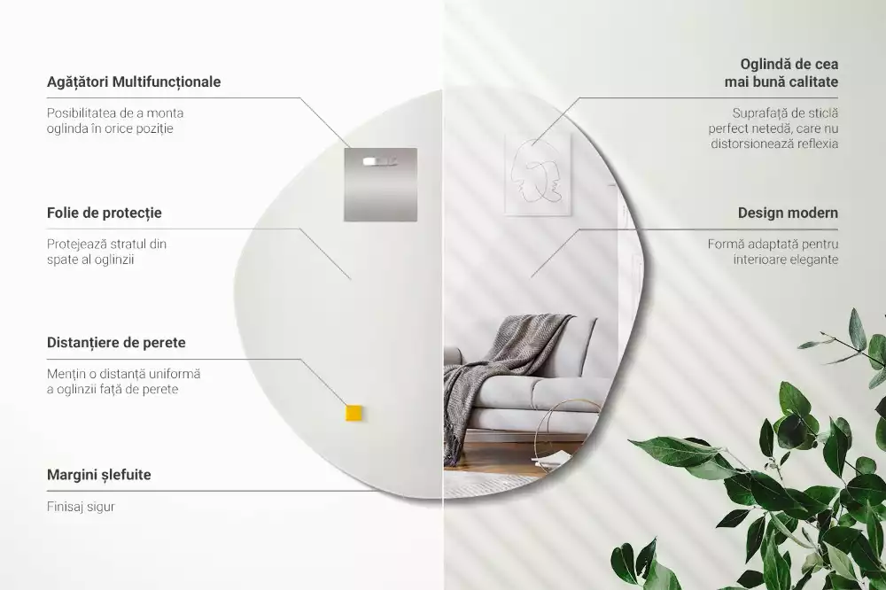 Oglindă formă neregulată decorativă