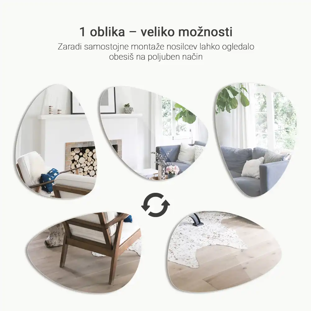 Oglindă în formă organică decorativă de perete