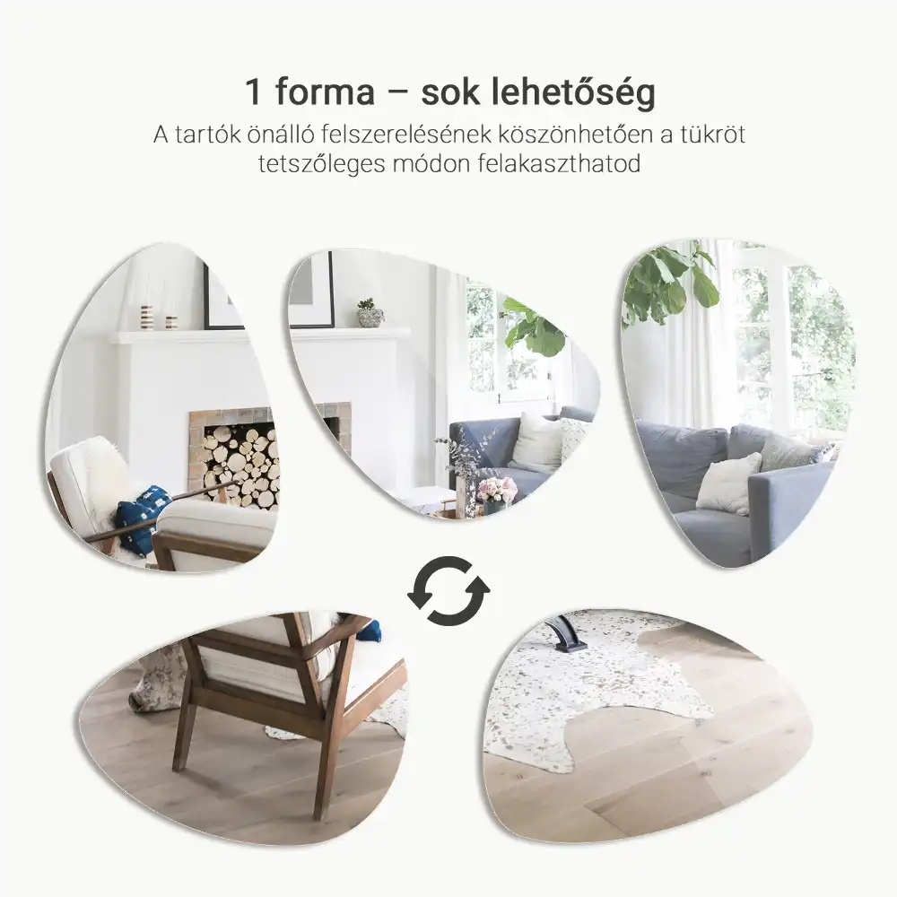 Oglindă în formă organică decorativă de perete