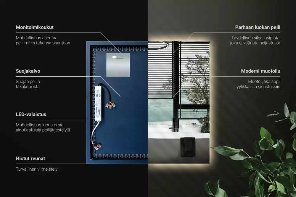 Oglindă pătrată LED modern