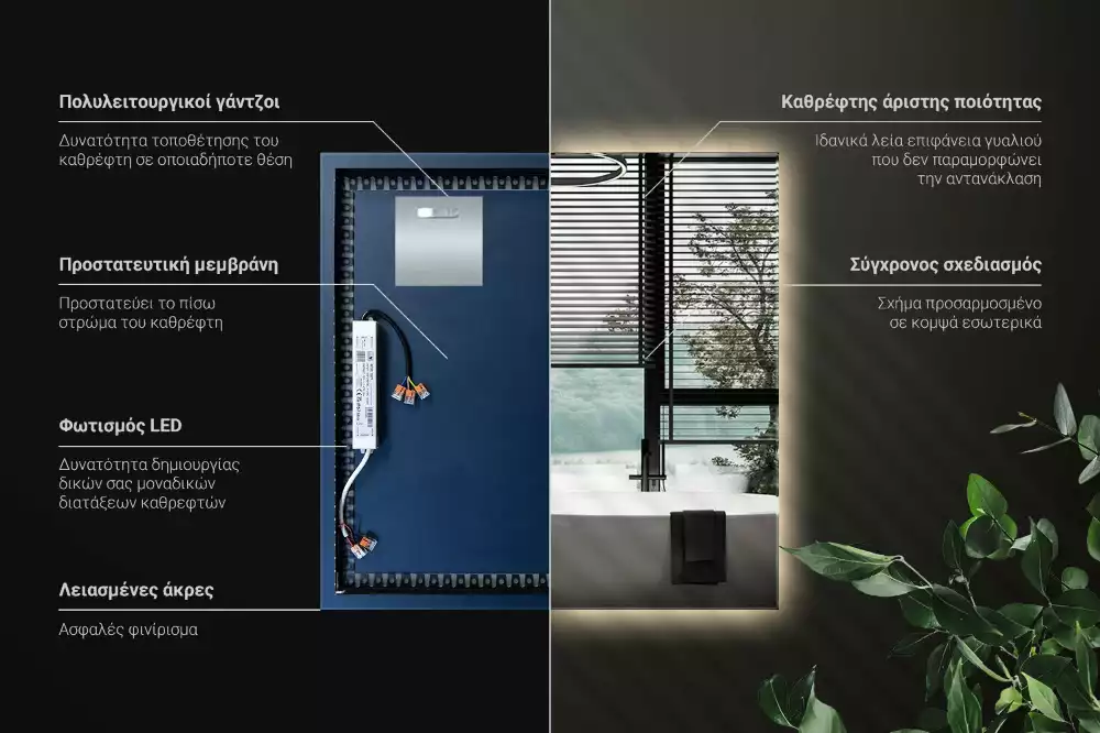 Oglindă pătrată LED modern