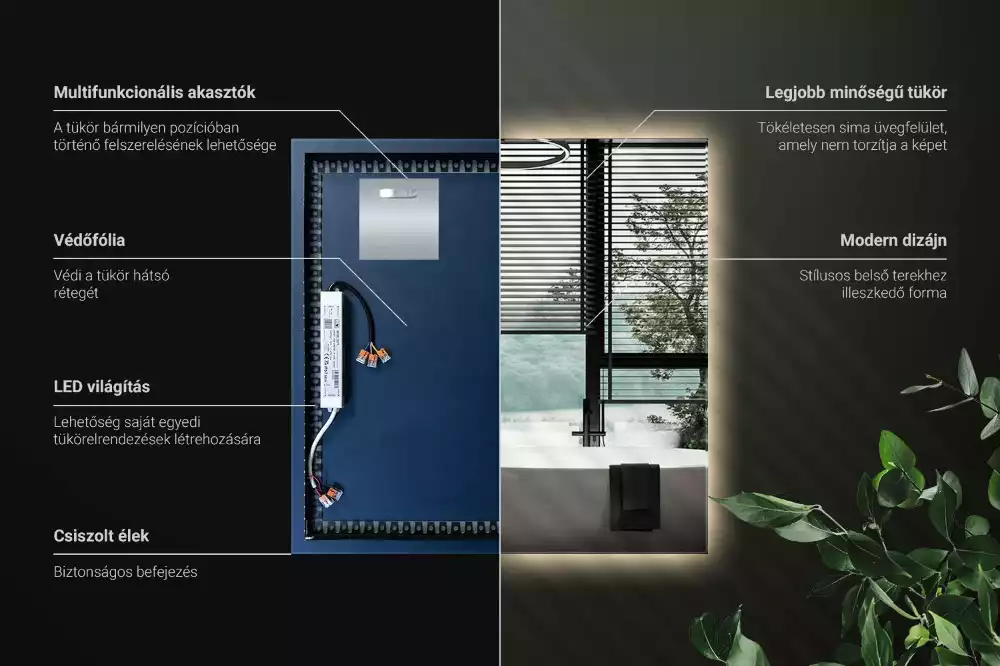 Oglindă pătrată LED modern