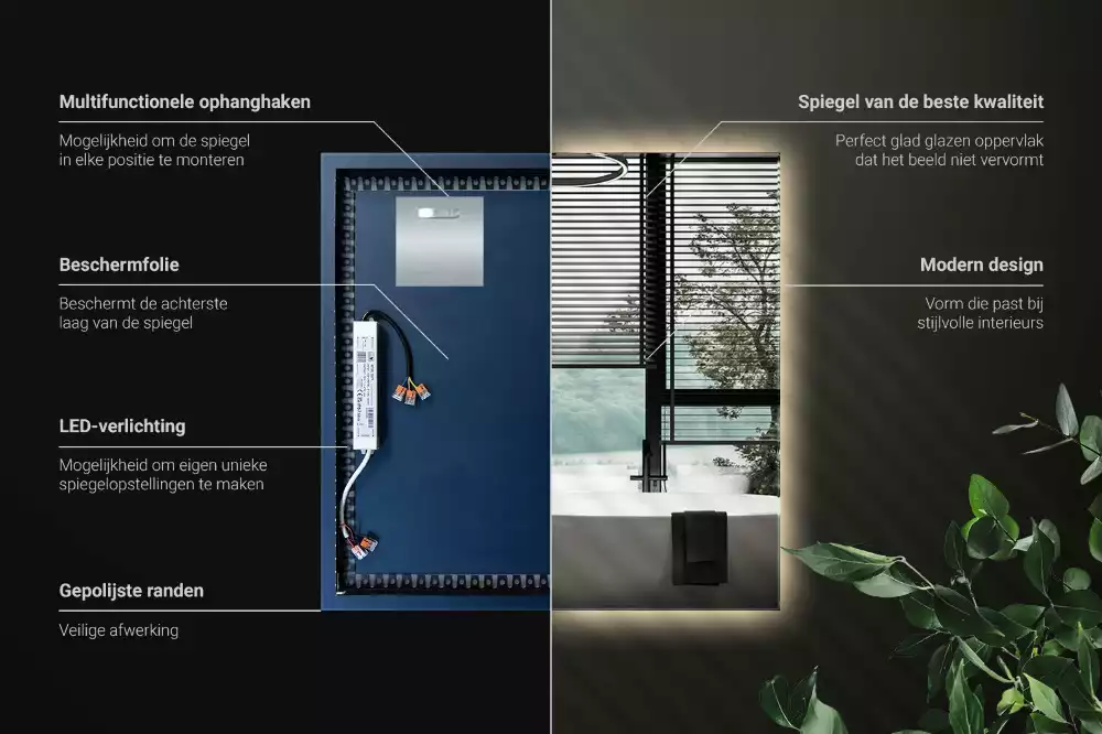 Oglindă pătrată LED modern