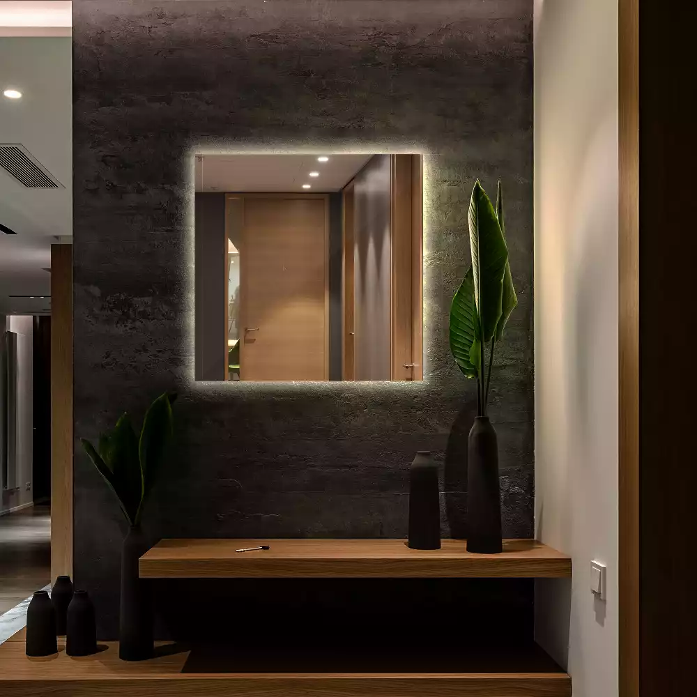 Oglindă pătrată LED modern