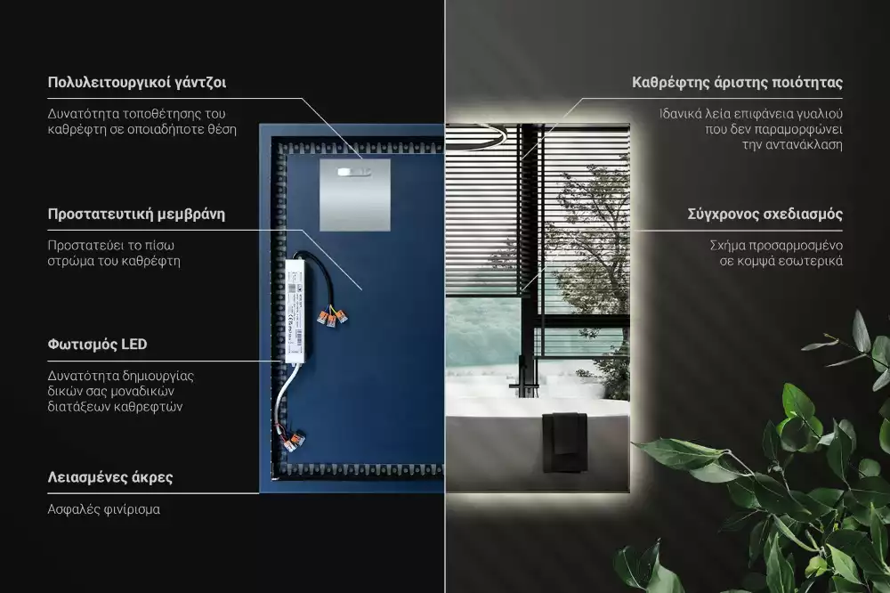 Oglindă pătrată LED modern