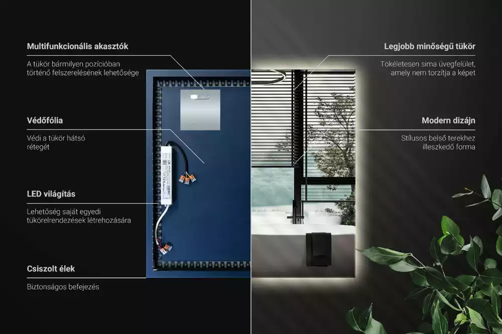 Oglindă pătrată LED modern