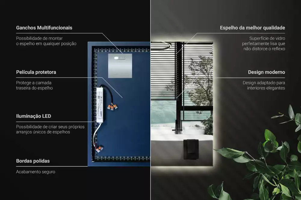 Oglindă pătrată LED modern
