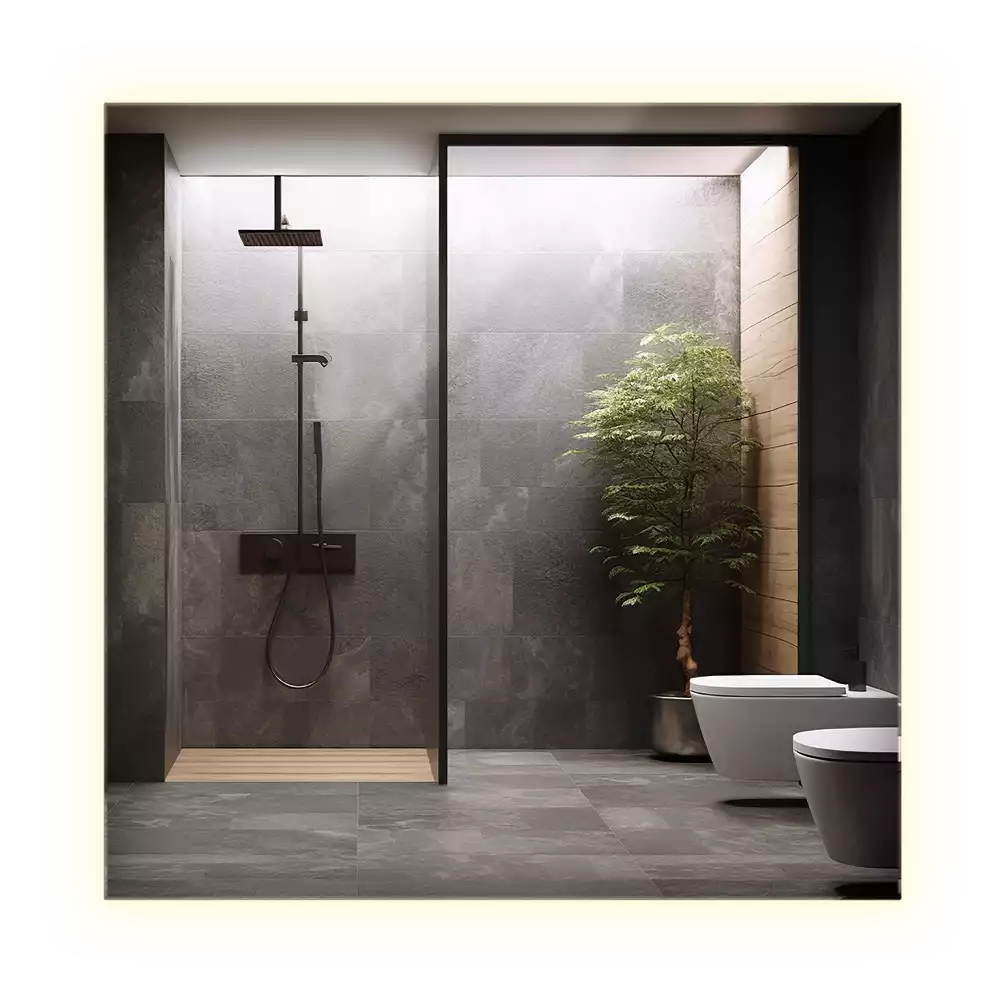 Oglindă pătrată LED modern